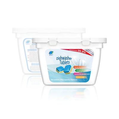 De tabletten voor afwasmachine zijn vol en solide van de bovenste tablet.
